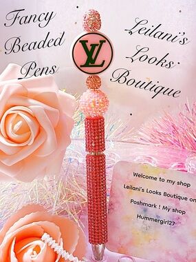 Fancy beaded Pen/gifts/pink beads/pink circle/